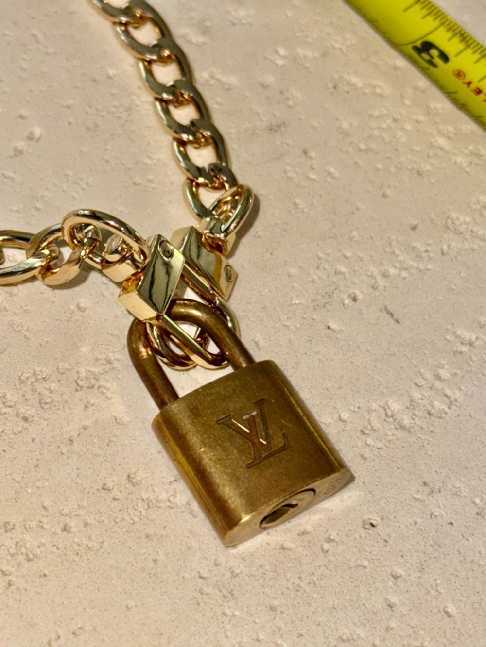 Authentic Louis Vuitton Gold Padlock Necklace (#320) with Non Branded Chain 16” - Picture 3 of 16